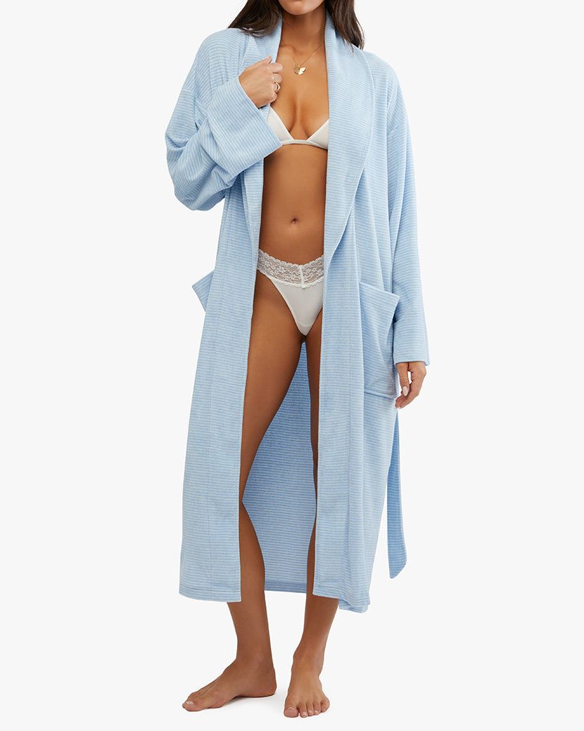 Pinstripe Terry Robe sold by WeWoreWhat