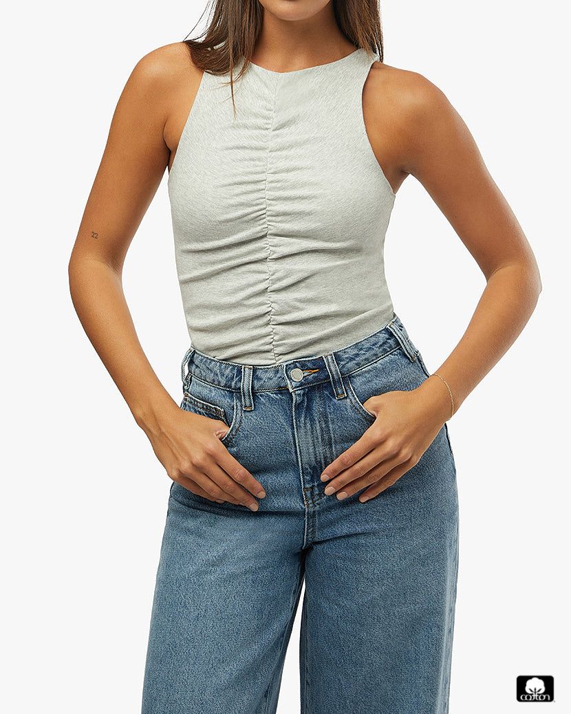 Ruched Muscle Tank Bodysuit sold by WeWoreWhat