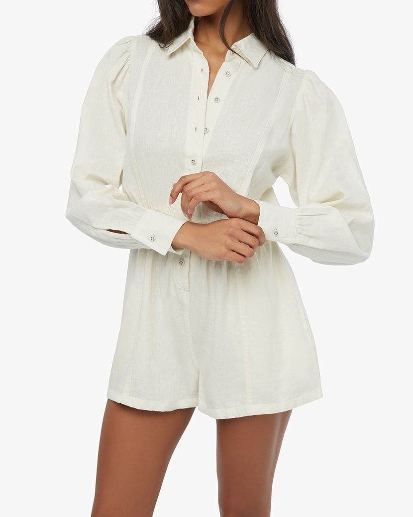 Linen Button Up Romper sold by WeWoreWhat