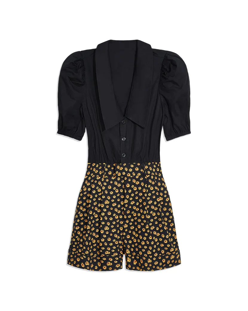 Collared Black Ditsy Daisies Romper sold by WeWoreWhat product image thumbnail 2