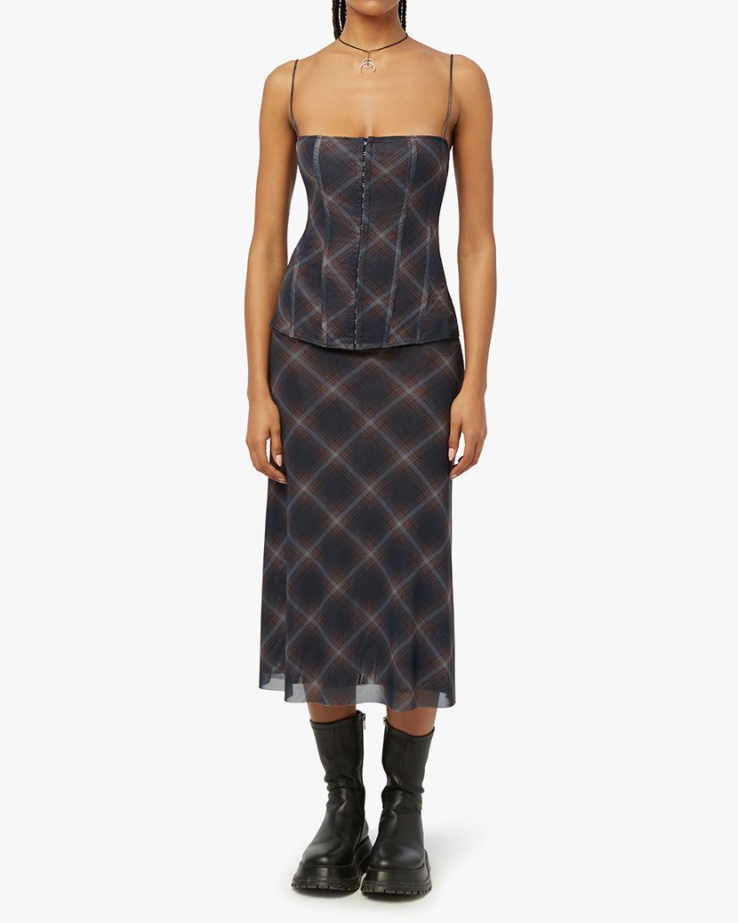 Mesh Diagonal Plaid Peplum Corset sold by WeWoreWhat product image thumbnail 7