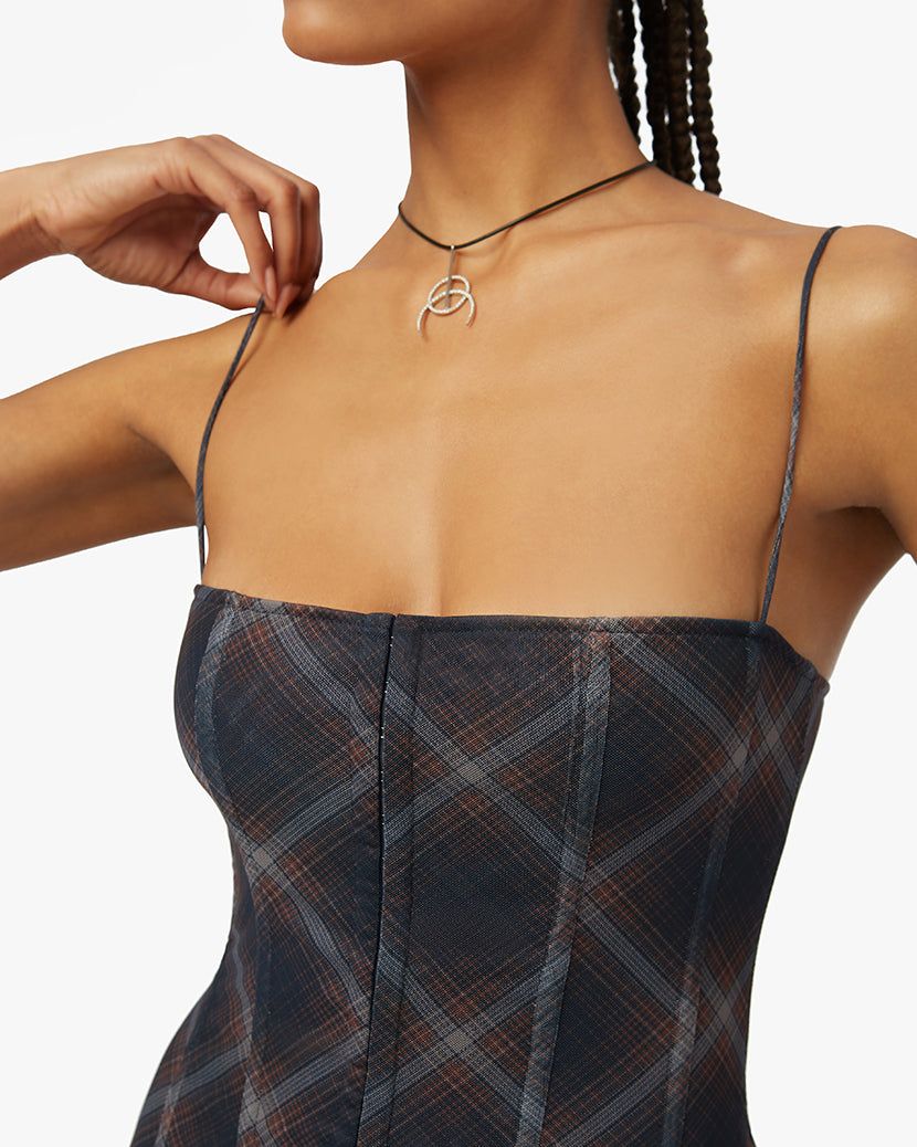 Mesh Diagonal Plaid Peplum Corset sold by WeWoreWhat product image thumbnail 6