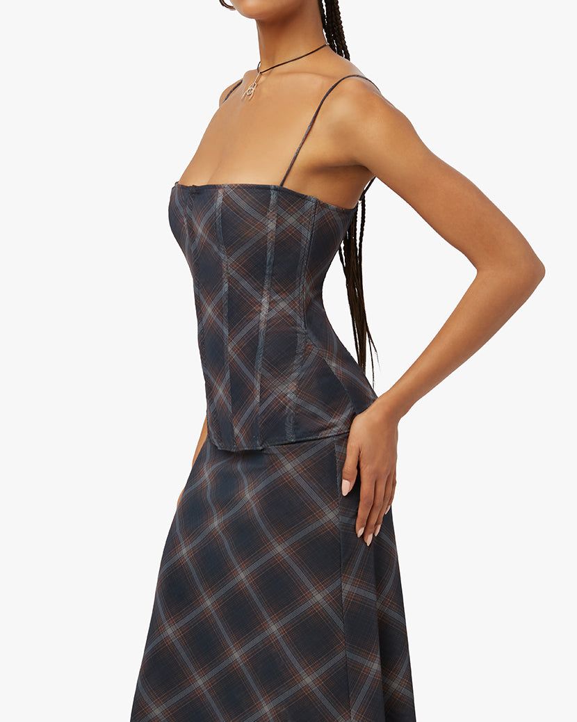 Mesh Diagonal Plaid Peplum Corset sold by WeWoreWhat product image thumbnail 4