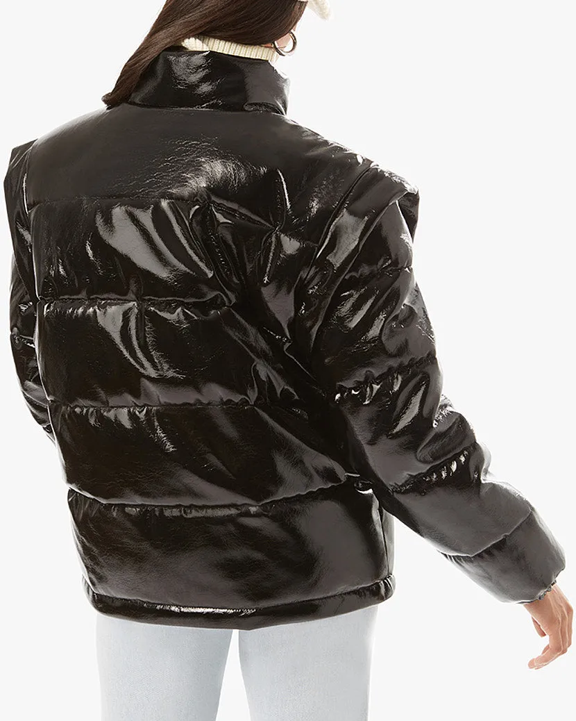 Snap Off Sleeve Shiny Faux Leather Puffer Jacket sold by WeWoreWhat product image thumbnail 5
