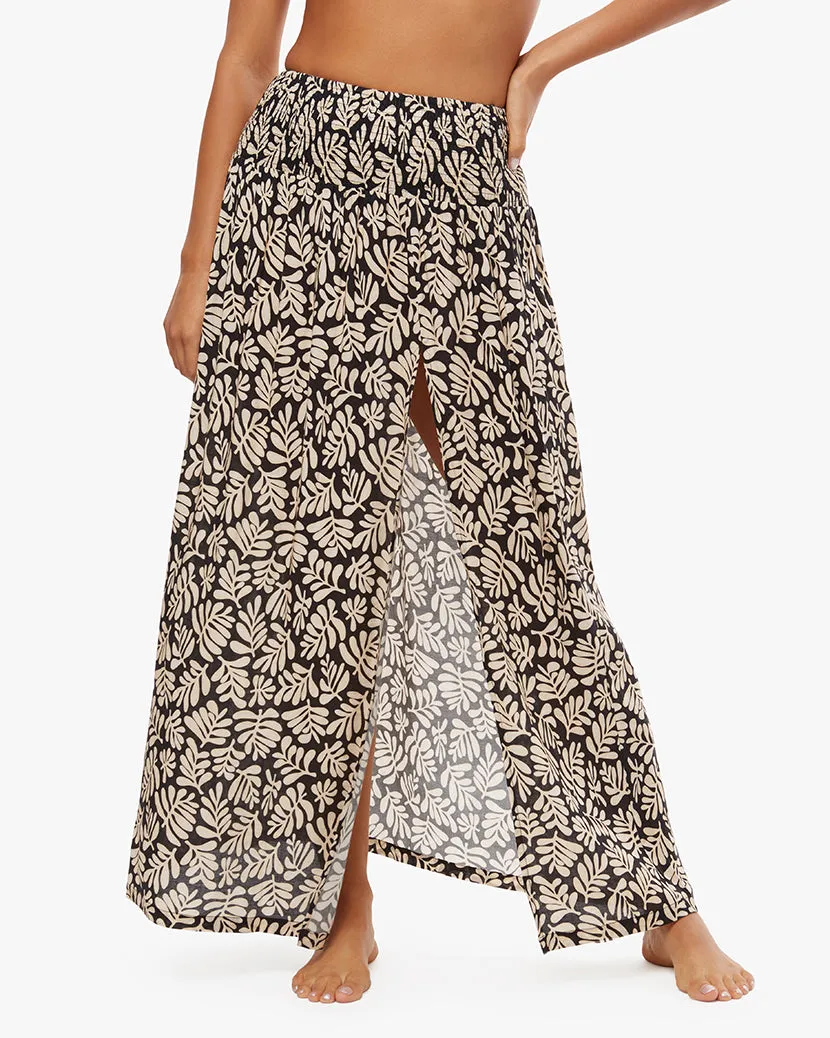 Smocked Slit Safari Leaves Maxi Skirt sold by WeWoreWhat