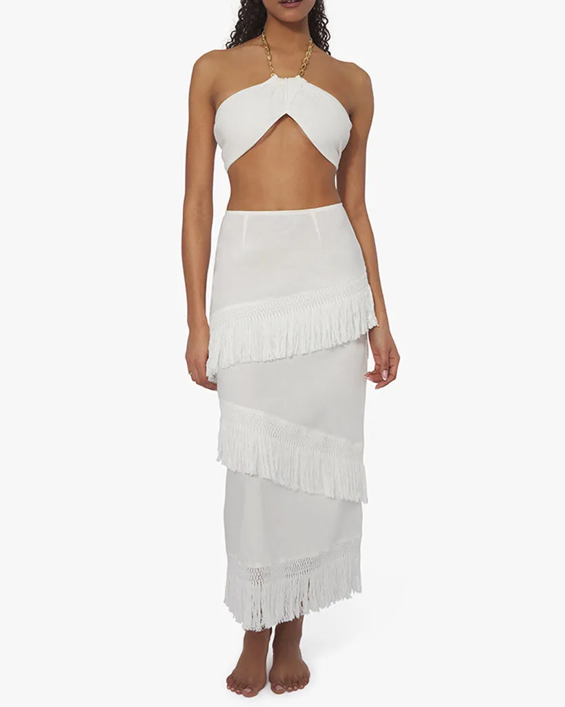 Linen Fringe Skirt sold by WeWoreWhat