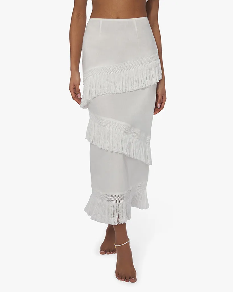 Linen Fringe Skirt sold by WeWoreWhat product image thumbnail 4