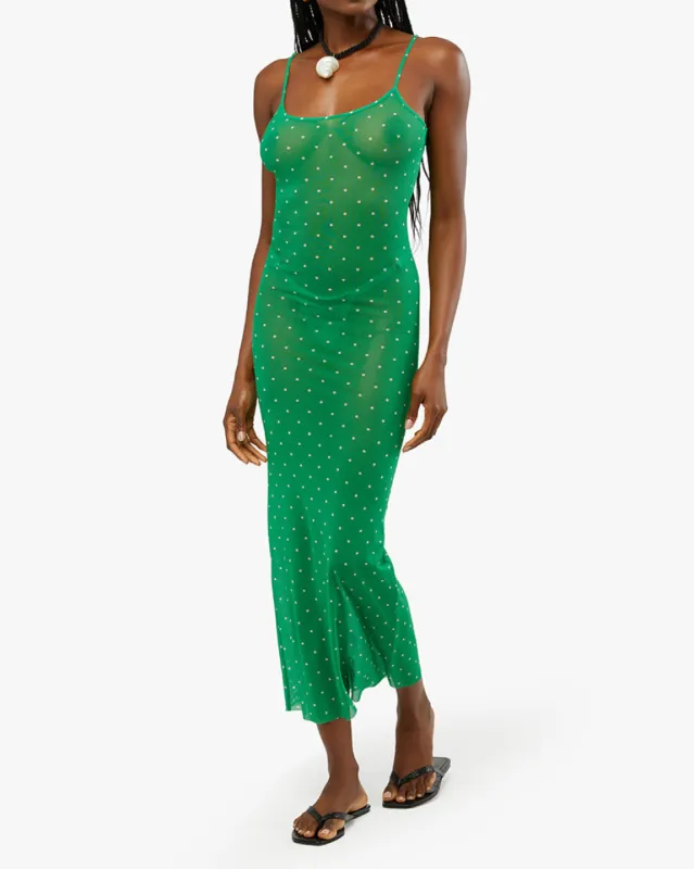 Mesh Scoop Micro Polka Dot Maxi Slip Dress made by WeWoreWhat