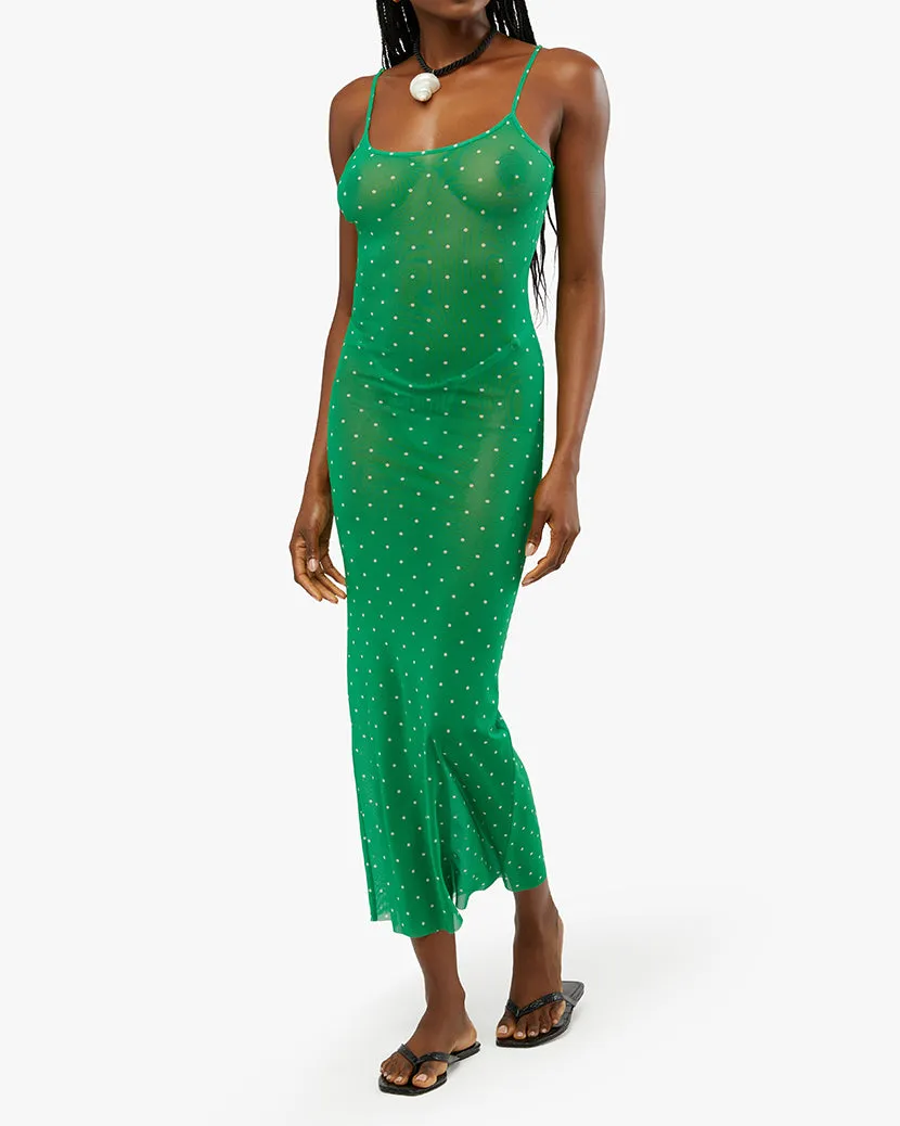 Mesh Scoop Micro Polka Dot Maxi Slip Dress sold by WeWoreWhat