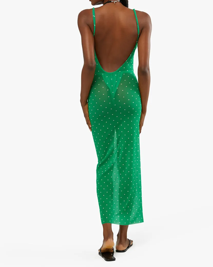 Mesh Scoop Micro Polka Dot Maxi Slip Dress sold by WeWoreWhat product image thumbnail 5