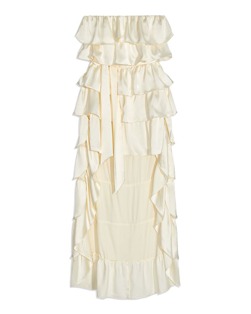 Tiered Satin Charmeuse Ruffle High Low Dress sold by WeWoreWhat product image thumbnail 2