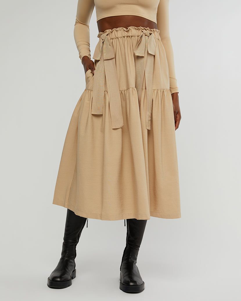 Pull On Poplin Midi Skirt sold by WeWoreWhat