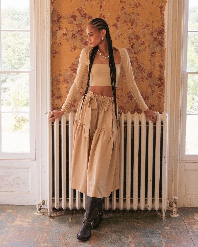 Pull On Poplin Midi Skirt sold by WeWoreWhat product image thumbnail 3