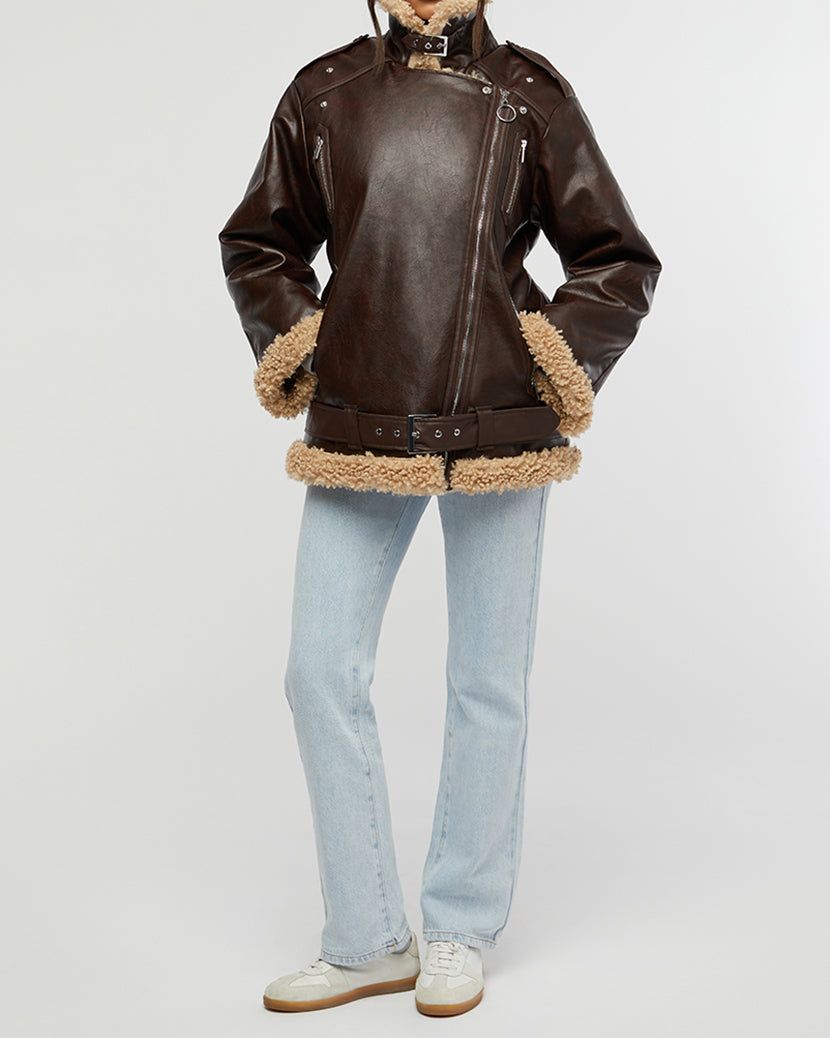 Oversized Faux Sherpa Moto Jacket sold by WeWoreWhat product image thumbnail 5