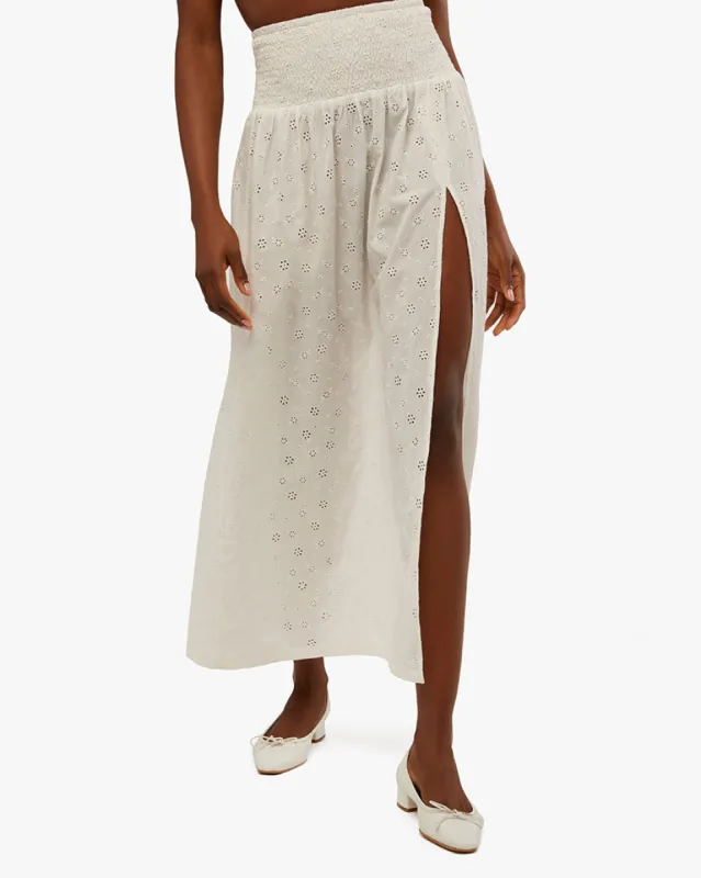 Smocked Slit Eyelet Maxi Skirt sold by WeWoreWhat