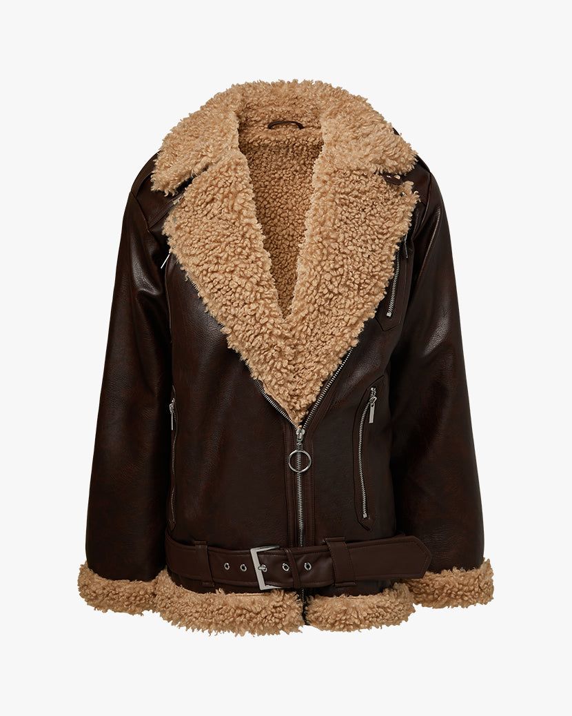 Oversized Faux Sherpa Moto Jacket sold by WeWoreWhat product image thumbnail 2