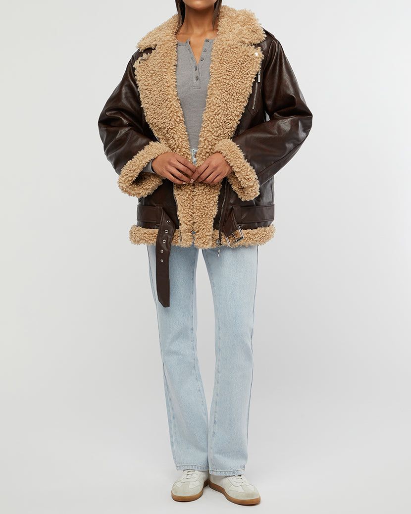 Oversized Faux Sherpa Moto Jacket sold by WeWoreWhat product image thumbnail 4