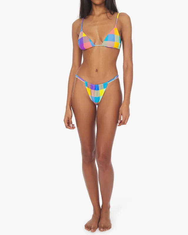 Adjustable Ruched Oversized Gingham Bikini Bottom sold by WeWoreWhat