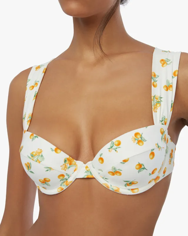 Claudia Ditsy Oranges Bikini Top sold by WeWoreWhat