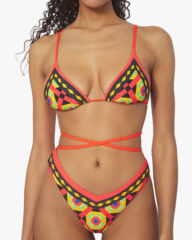 Cooper Wrap Mosaic Bikini Top sold by WeWoreWhat