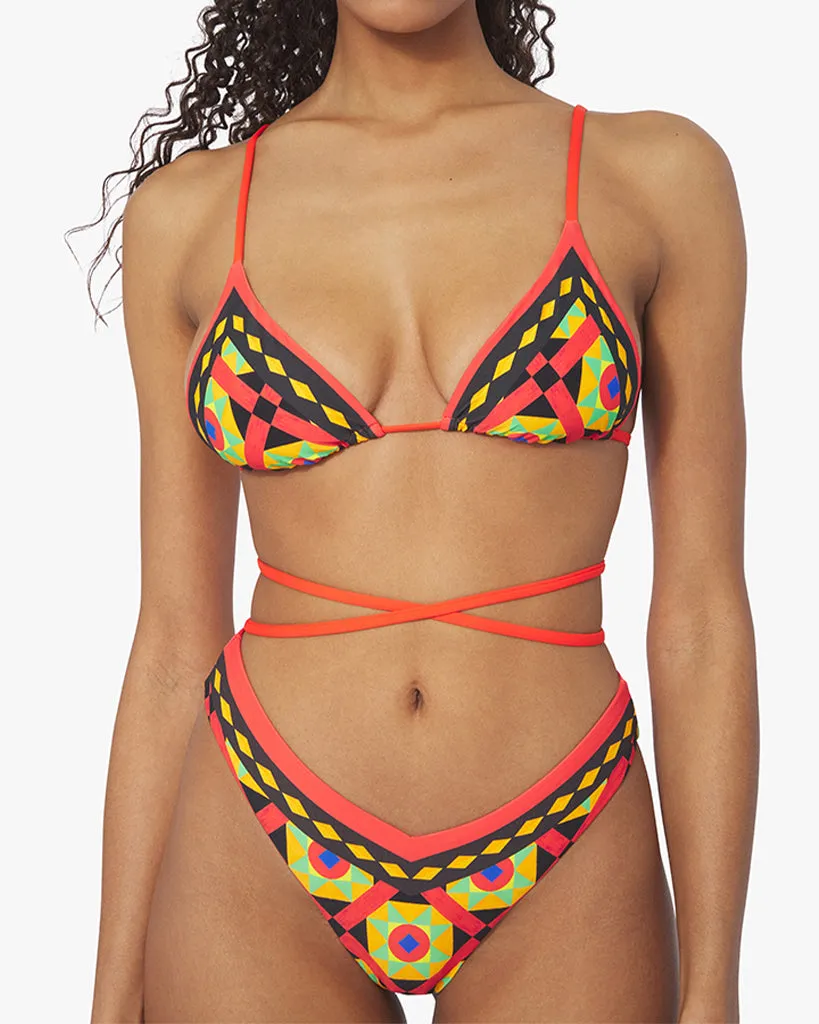 Cooper Wrap Mosaic Bikini Top sold by WeWoreWhat