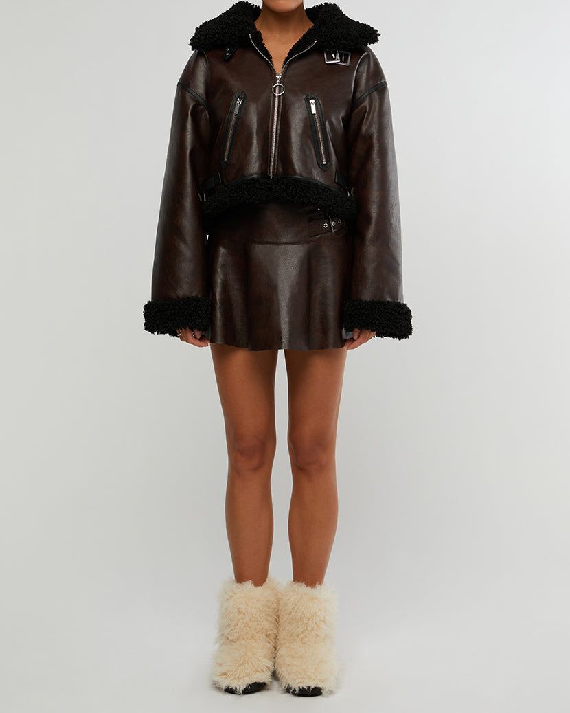 Cropped Faux Sherpa Moto Jacket sold by WeWoreWhat product image thumbnail 4