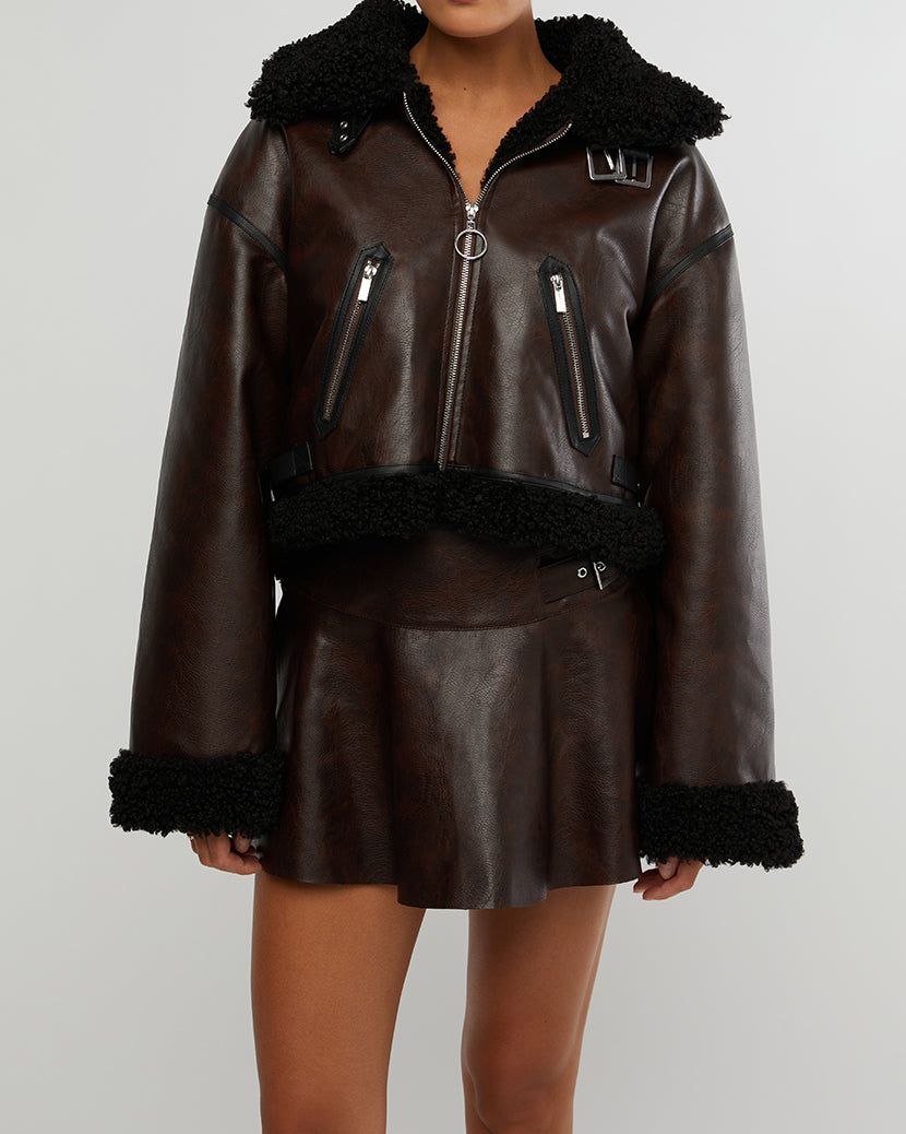 Cropped Faux Sherpa Moto Jacket sold by WeWoreWhat
