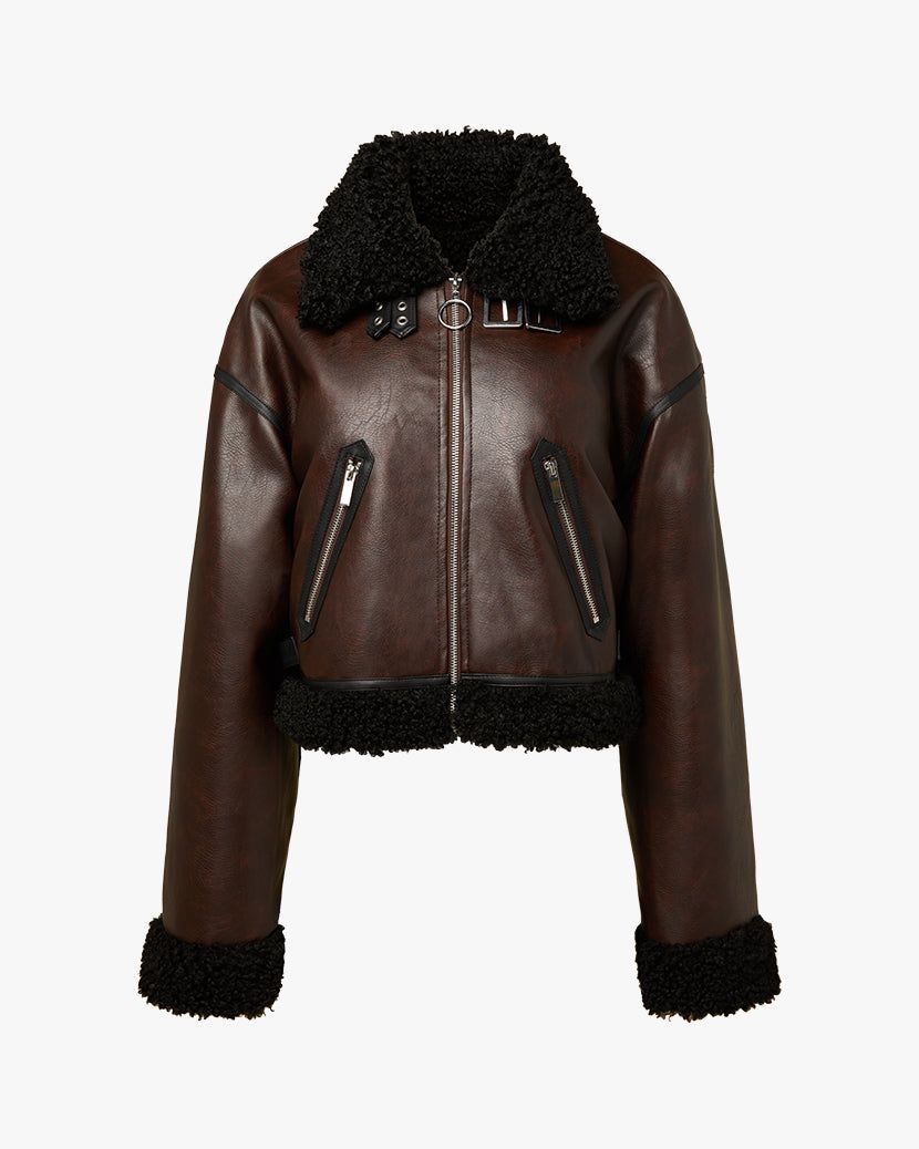 Cropped Faux Sherpa Moto Jacket sold by WeWoreWhat product image thumbnail 2