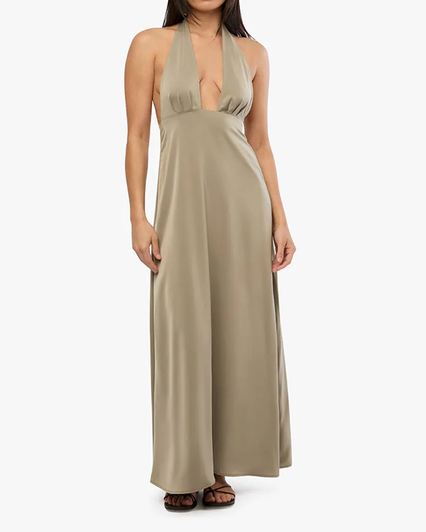 Halter Deep V Maxi Dress sold by WeWoreWhat