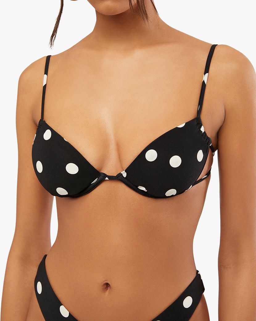 Ruched Underwire Oversized Polka Dot Bikini Top sold by WeWoreWhat