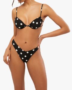 Ruched Underwire Oversized Polka Dot Bikini Top sold by WeWoreWhat