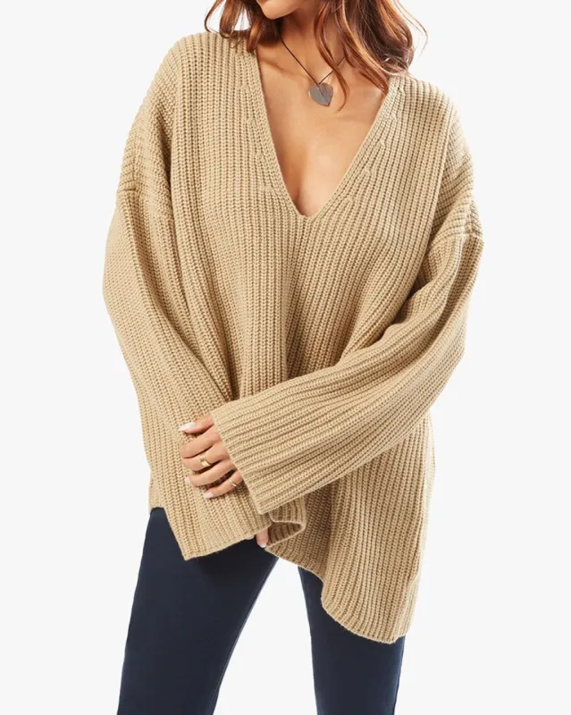 Oversized V-Neck Chunky Sweater sold by WeWoreWhat