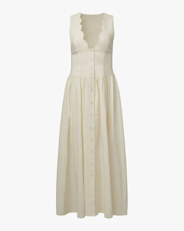 Button Front Scallop Dress | Parallel