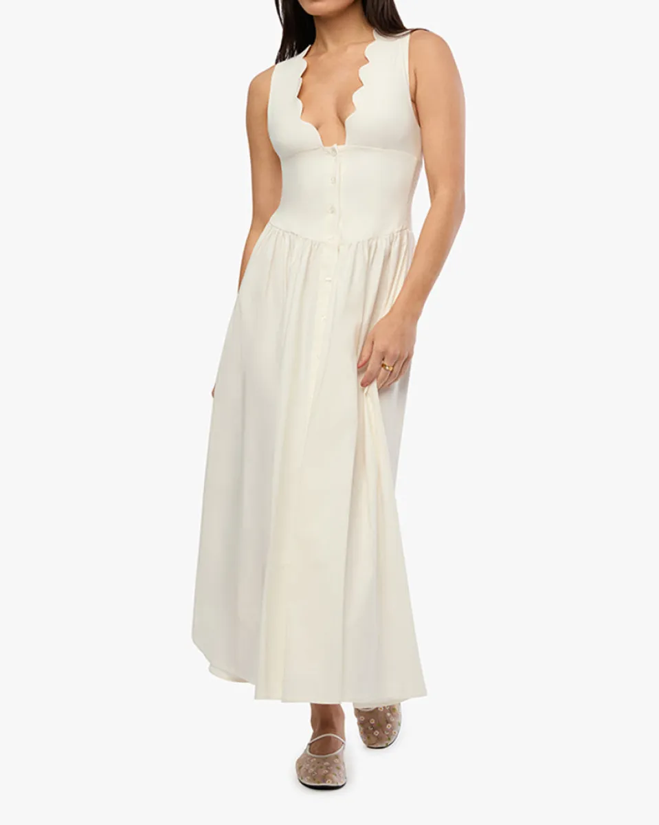 Button Front Scallop Dress | Parallel