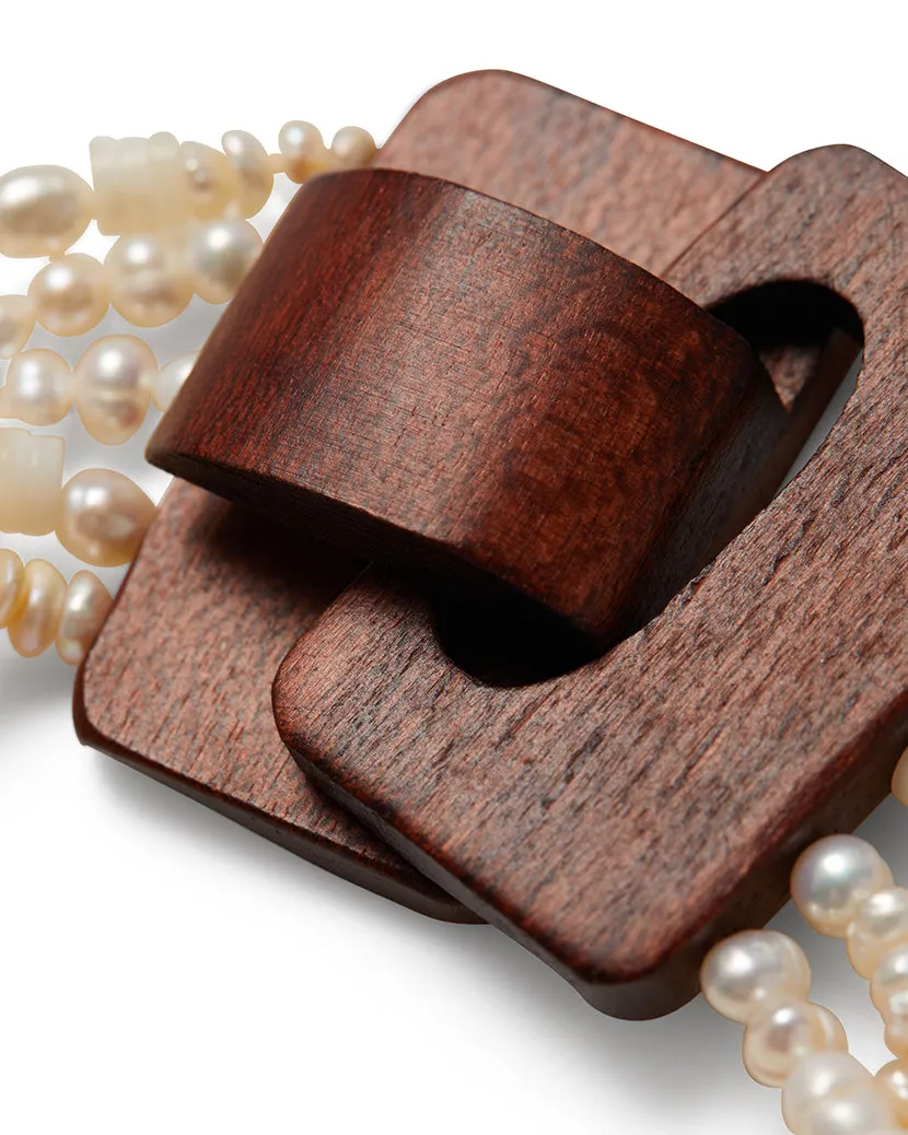 Ivory Pearl Bracelet With Wood Closure sold by WeWoreWhat product image thumbnail 3