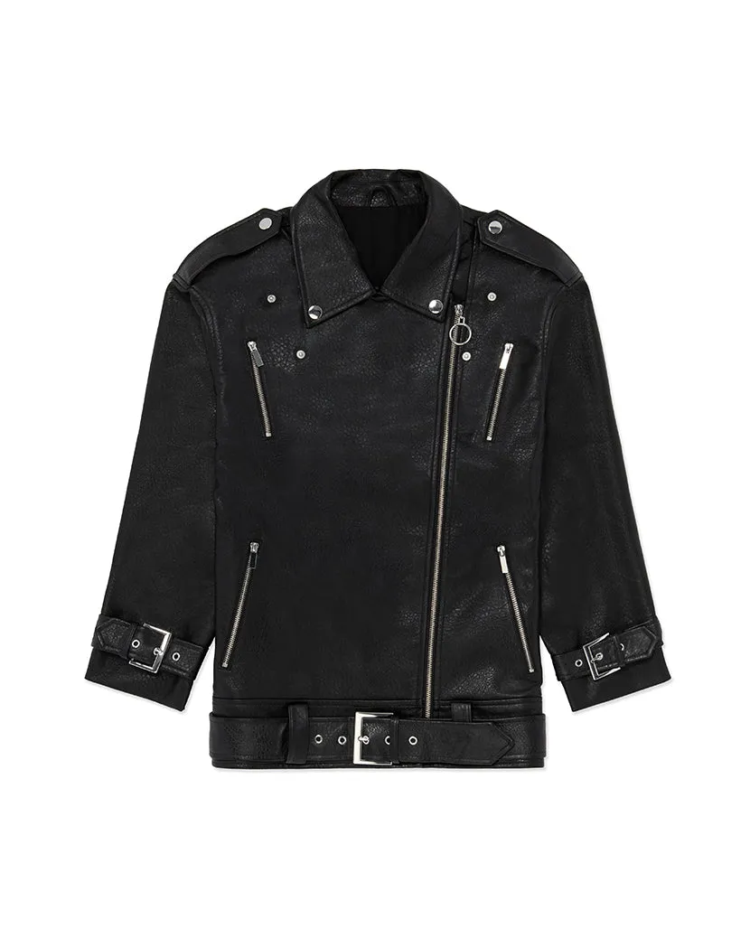 Oversized Faux Leather Moto Jacket sold by WeWoreWhat