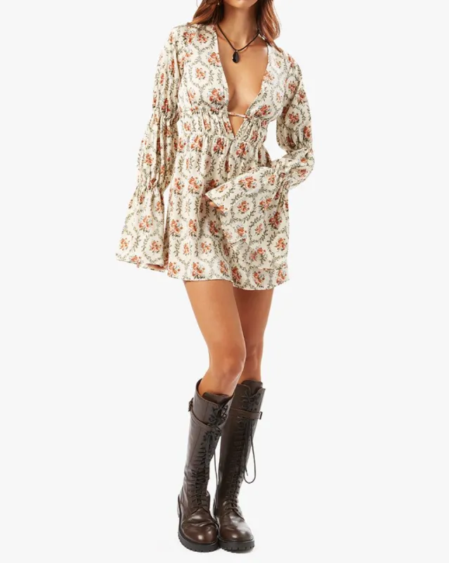 Tiered Sleeve Tie Back Victorian Floral Mini Dress sold by WeWoreWhat