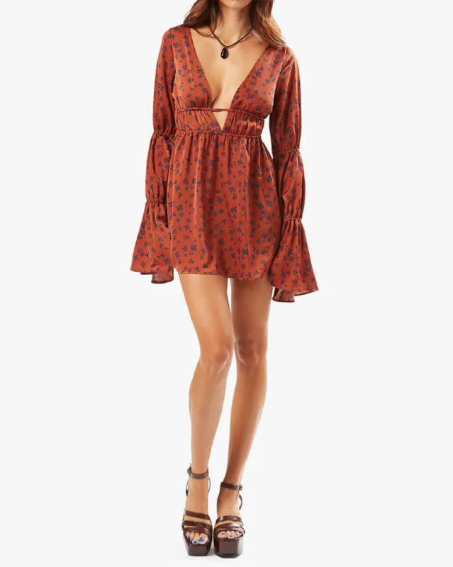 Tiered Sleeve Tie Back Cut Out Floral Mini Dress sold by WeWoreWhat
