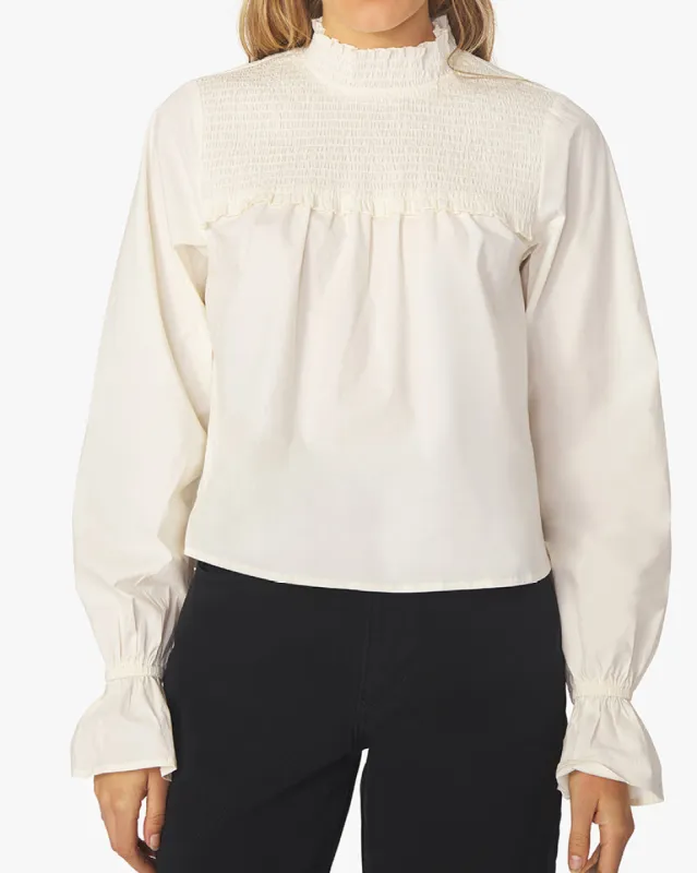Smocked Neck Poplin Blouse sold by WeWoreWhat