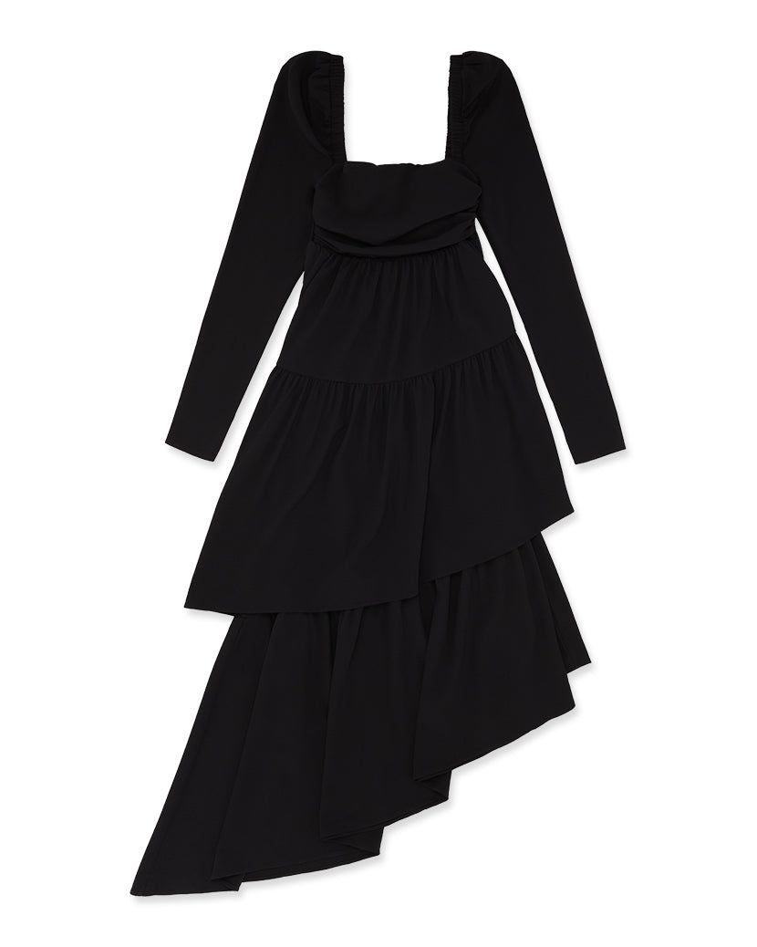 Puff Sleeve Asymmetrical Tiered Crepe Dress sold by WeWoreWhat product image thumbnail 2