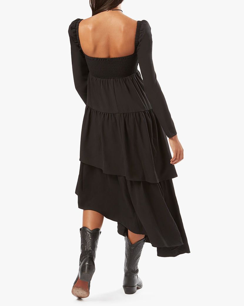 Puff Sleeve Asymmetrical Tiered Crepe Dress sold by WeWoreWhat product image thumbnail 4