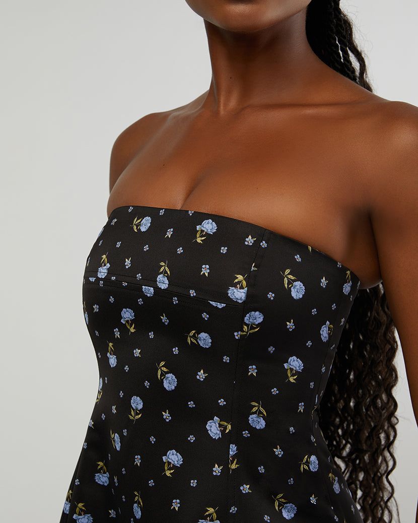 Strapless Peplum Ditsy Floral Mini Dress sold by WeWoreWhat product image thumbnail 4