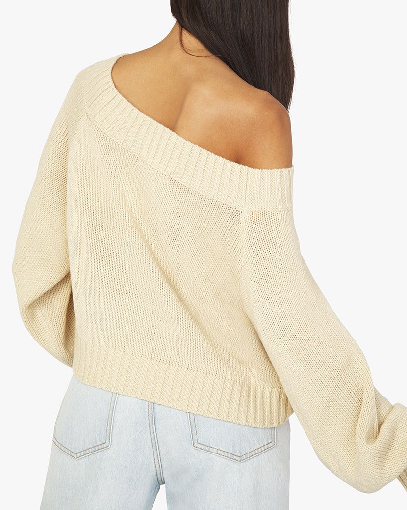 Off Shoulder Chunky Cozy Stitch Sweater sold by WeWoreWhat product image thumbnail 4