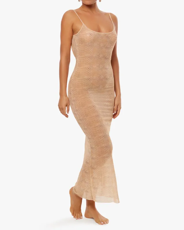 Mesh Scoop Maxi Slip Snake Skin Dress sold by WeWoreWhat