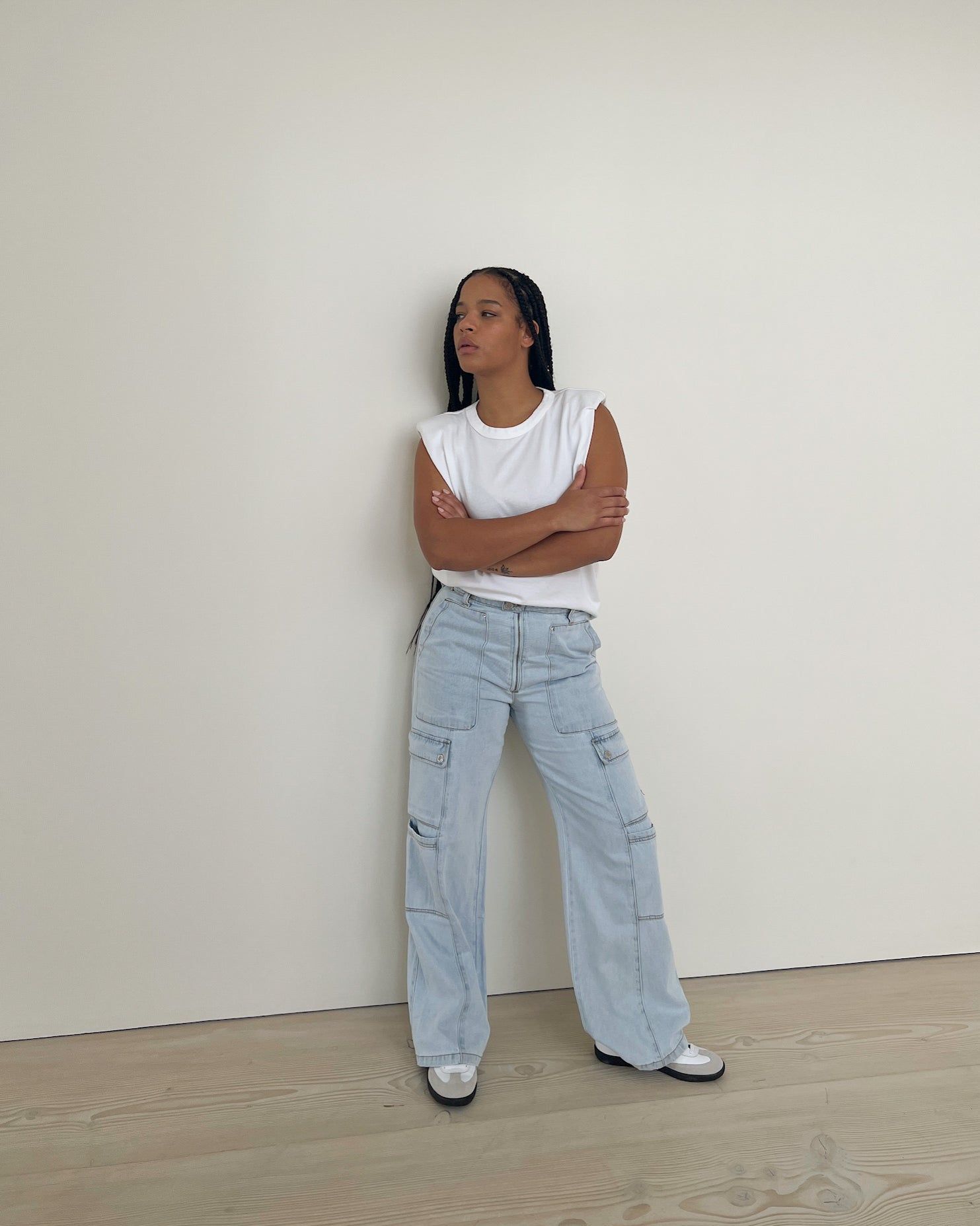 Denim Straight Indigo Cargo Jean sold by WeWoreWhat product image thumbnail 3