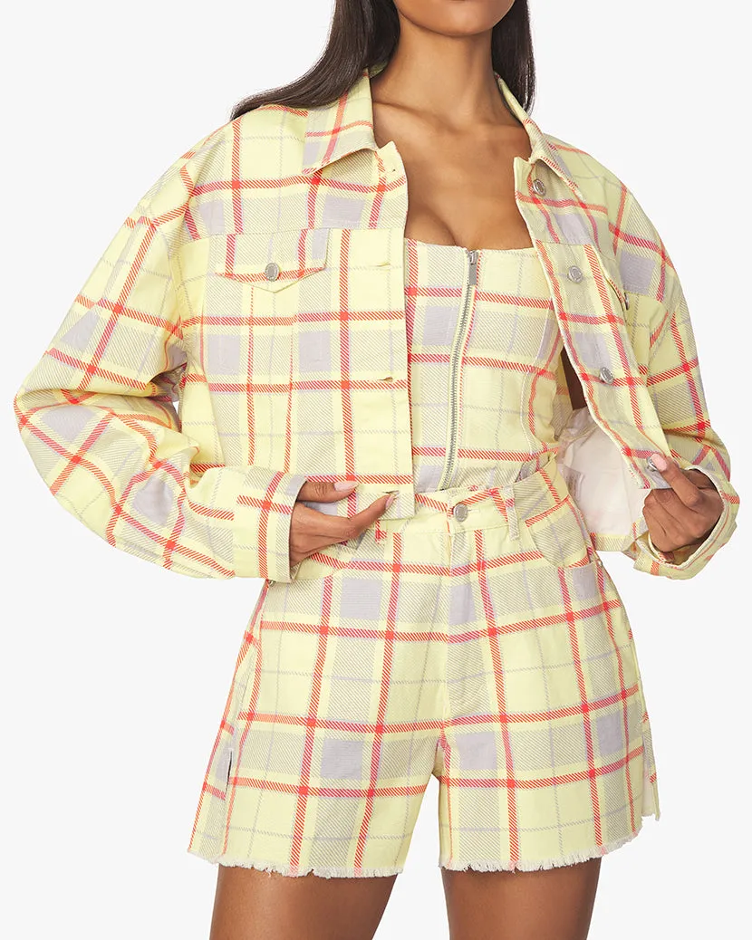 Cropped Plaid Denim Jacket sold by WeWoreWhat