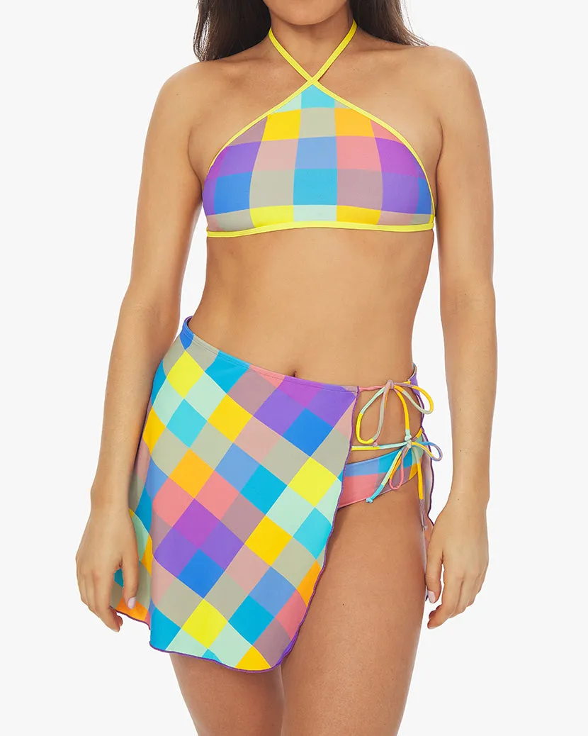 High Neck Halter Oversized Gingham Bikini Top sold by WeWoreWhat