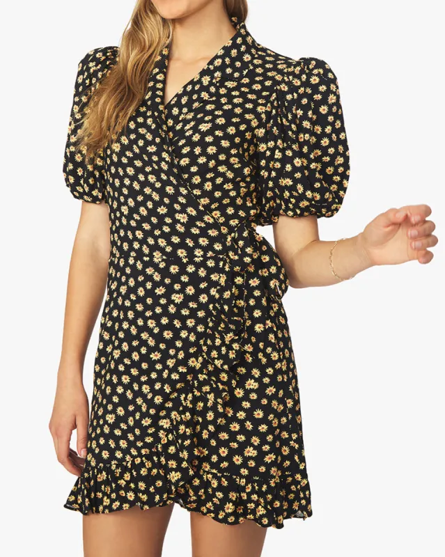 Puff Sleeve Ditsy Daisies Wrap Dress sold by WeWoreWhat