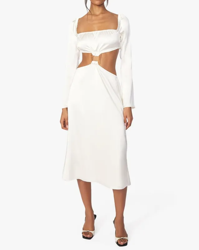 Cut Out Satin Charmeuse Midi Dress sold by WeWoreWhat