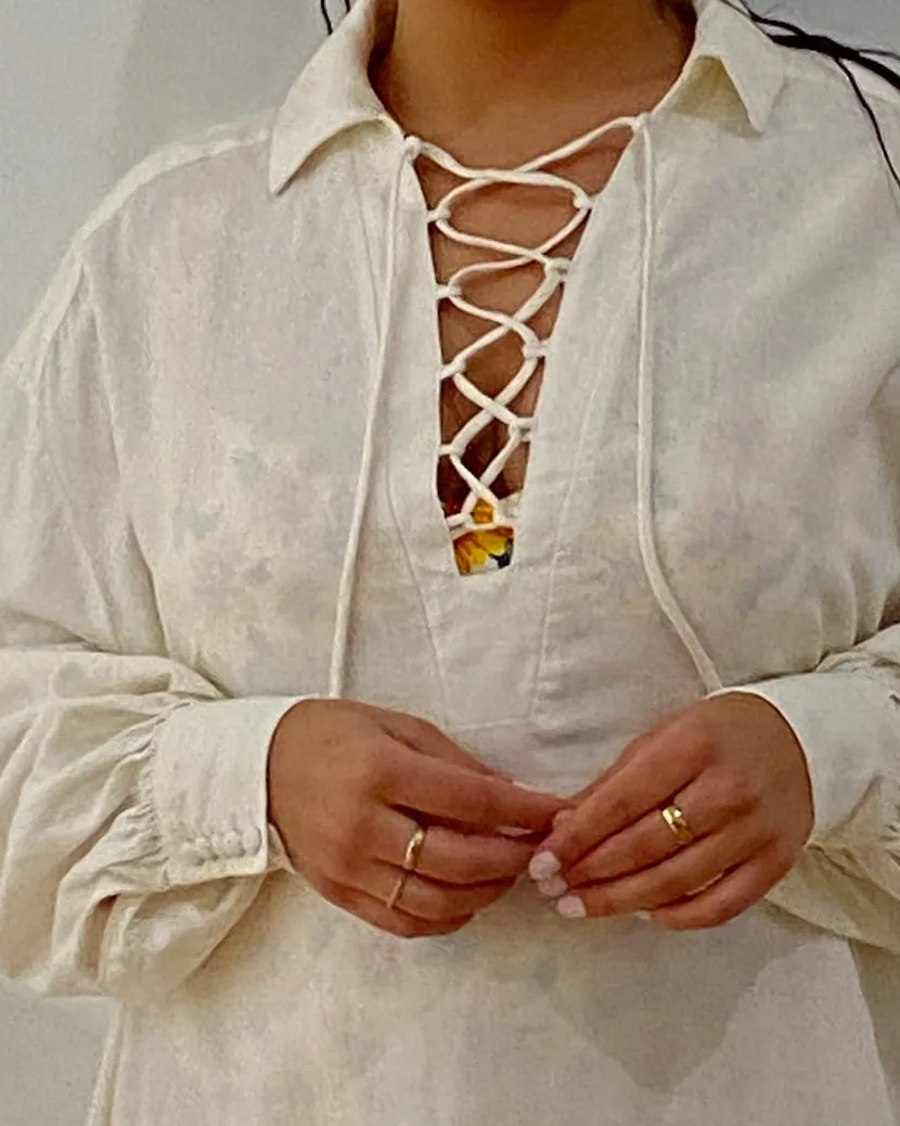 Lace-Up Linen Caftan sold by WeWoreWhat product image thumbnail 4